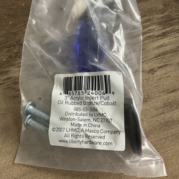 Liberty Cobalt Blue Acrylic Cabinet Drawer Pulls Oil Rubbed Bronze 4 - Picture 1 of 3